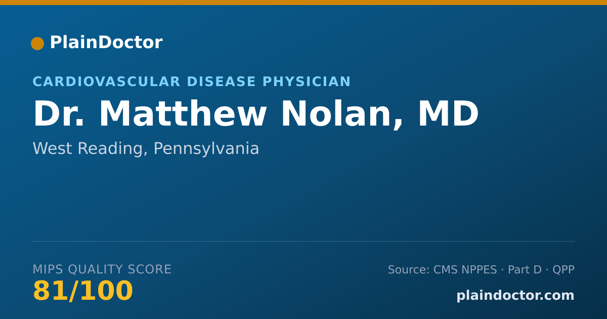 Shareable card for Matthew Nolan, MD - Cardiovascular Disease Physician, West Reading, PA