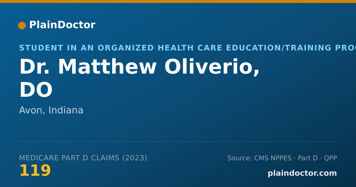 Shareable card for Matthew Oliverio, DO - Student in an Organized Health Care Education/Training Program, Avon, IN