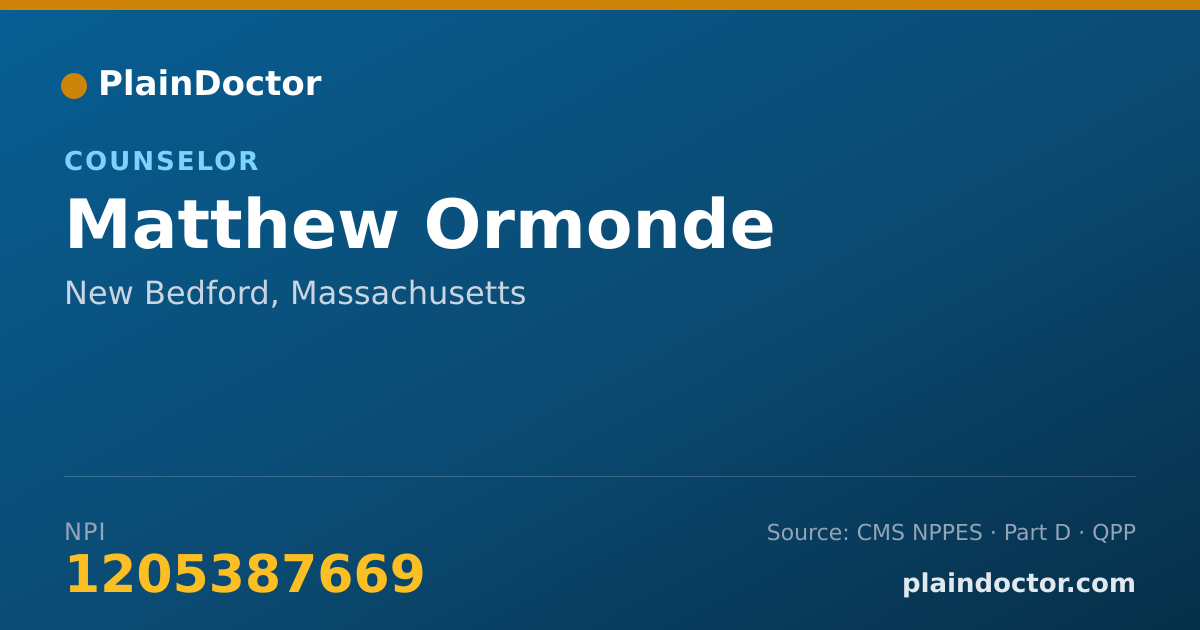 Shareable card for Matthew Ormonde - Counselor, New Bedford, MA