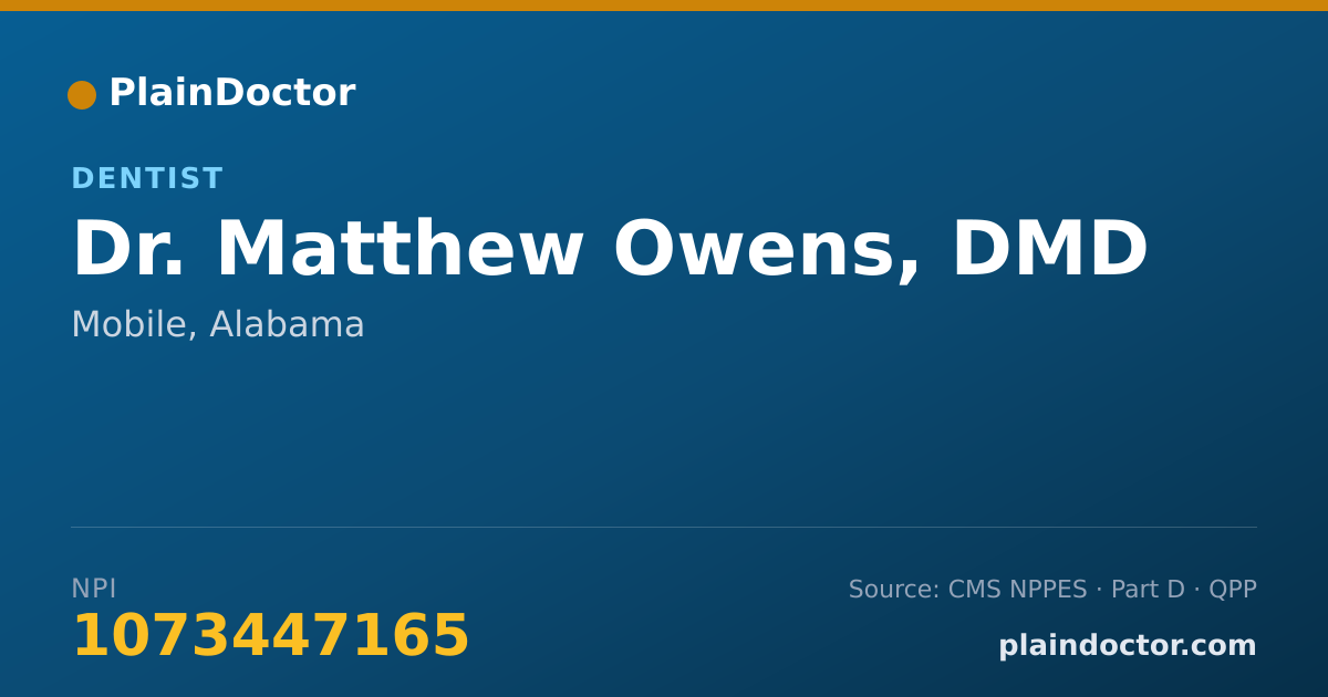 Shareable card for Matthew Owens, DMD - Dentist, Mobile, AL