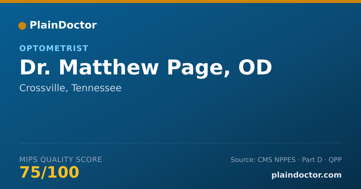 Shareable card for Matthew Page, OD - Optometrist, Crossville, TN