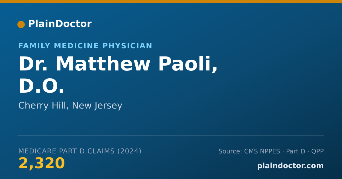 Shareable card for Matthew Paoli, D.O. - Family Medicine Physician, Cherry Hill, NJ