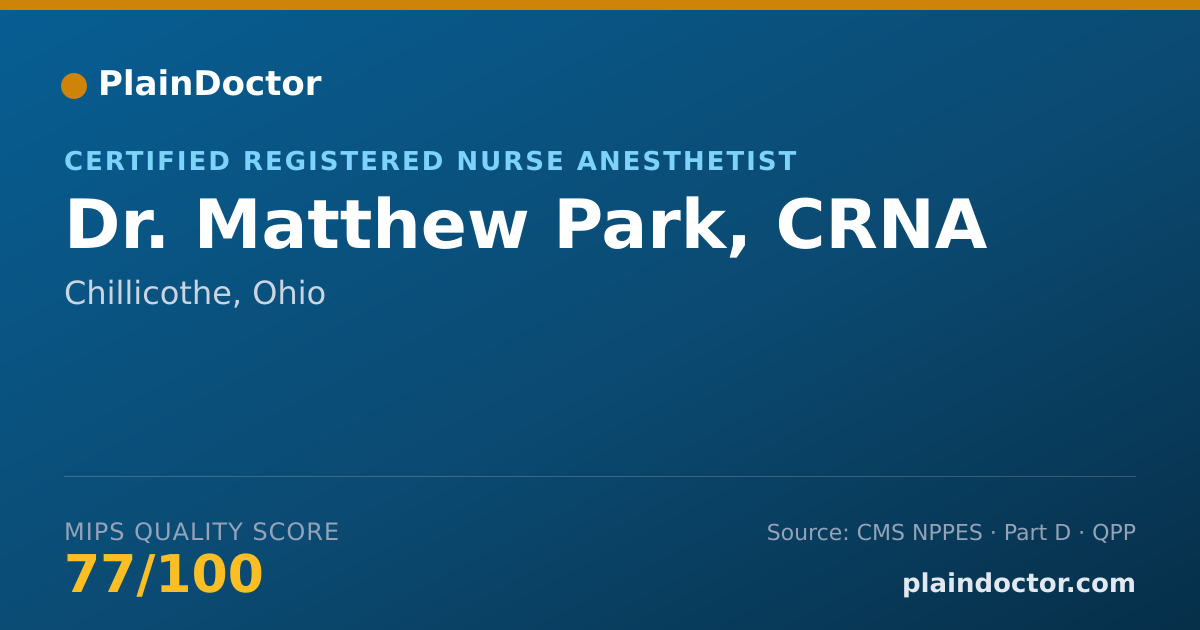 Shareable card for Matthew Park, CRNA - Certified Registered Nurse Anesthetist, Chillicothe, OH