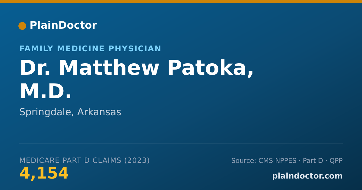 Shareable card for Matthew Patoka, M.D. - Family Medicine Physician, Springdale, AR