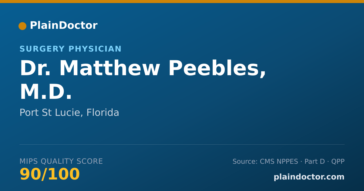 Shareable card for Matthew Peebles, M.D. - Surgery Physician, Port St Lucie, FL