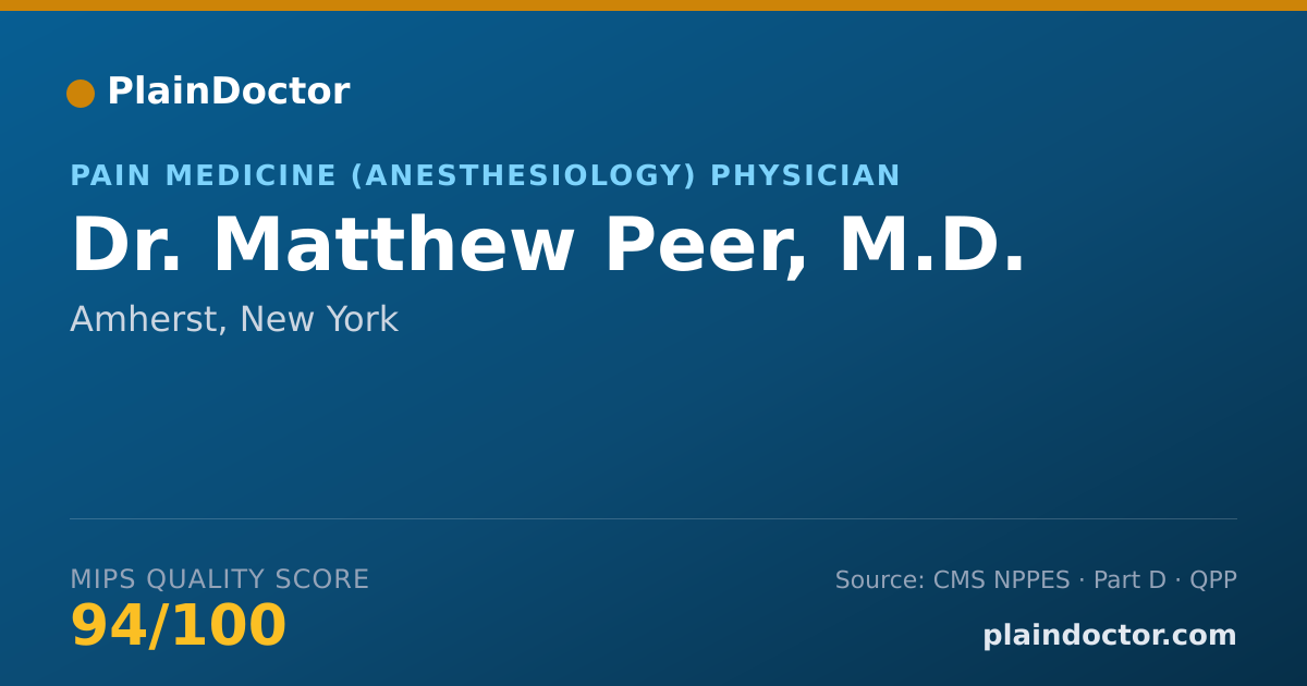 Shareable card for Matthew Peer, M.D. - Pain Medicine (Anesthesiology) Physician, Amherst, NY