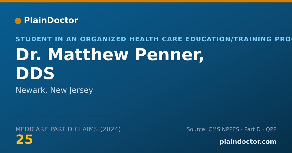 Shareable card for Matthew Penner, DDS - Student in an Organized Health Care Education/Training Program, Newark, NJ