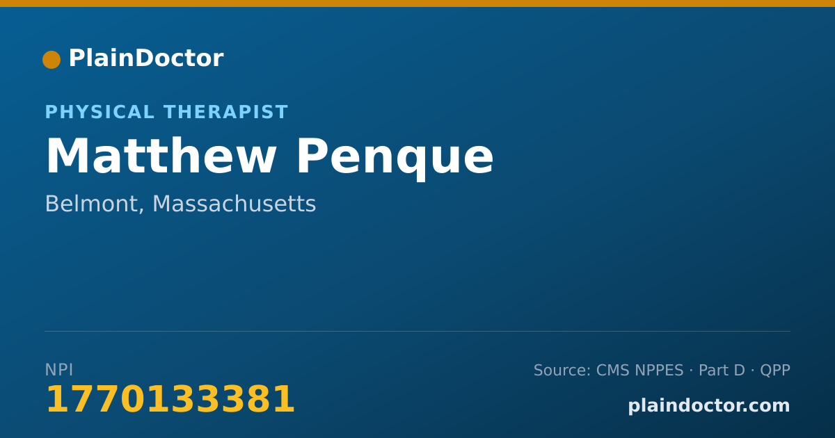 Shareable card for Matthew Penque - Physical Therapist, Belmont, MA