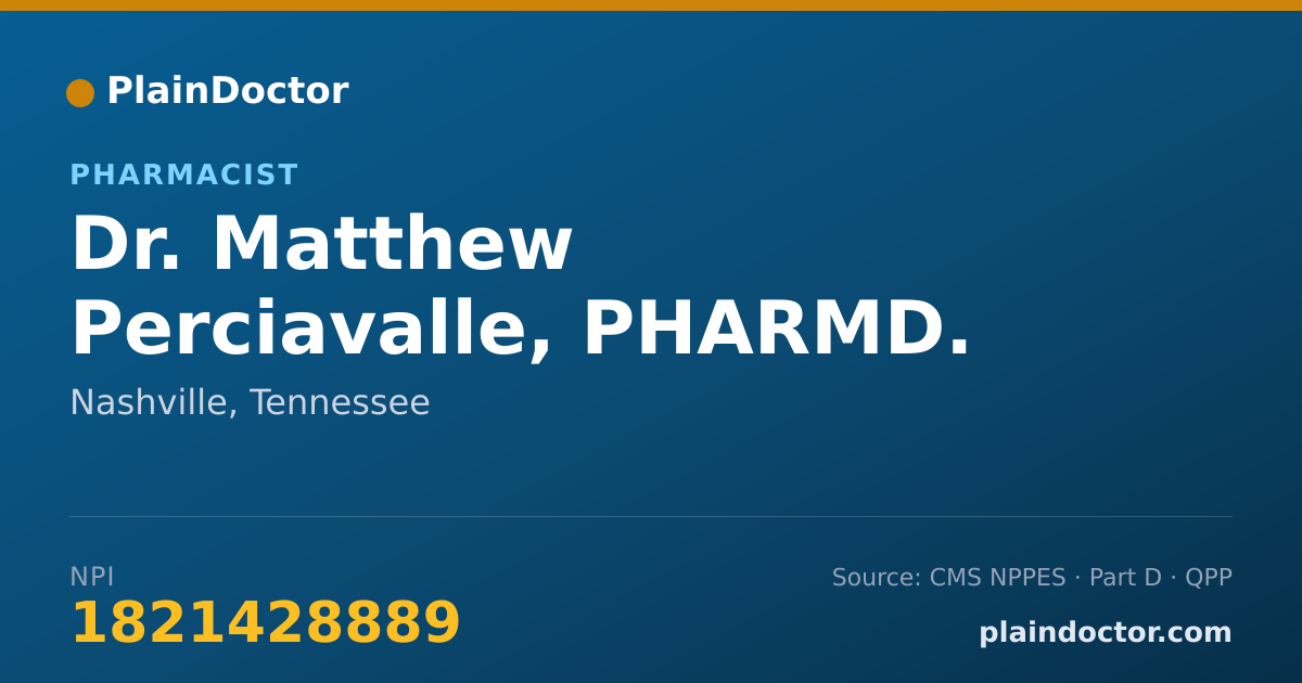 Shareable card for Matthew Perciavalle, PHARMD. - Pharmacist, Nashville, TN