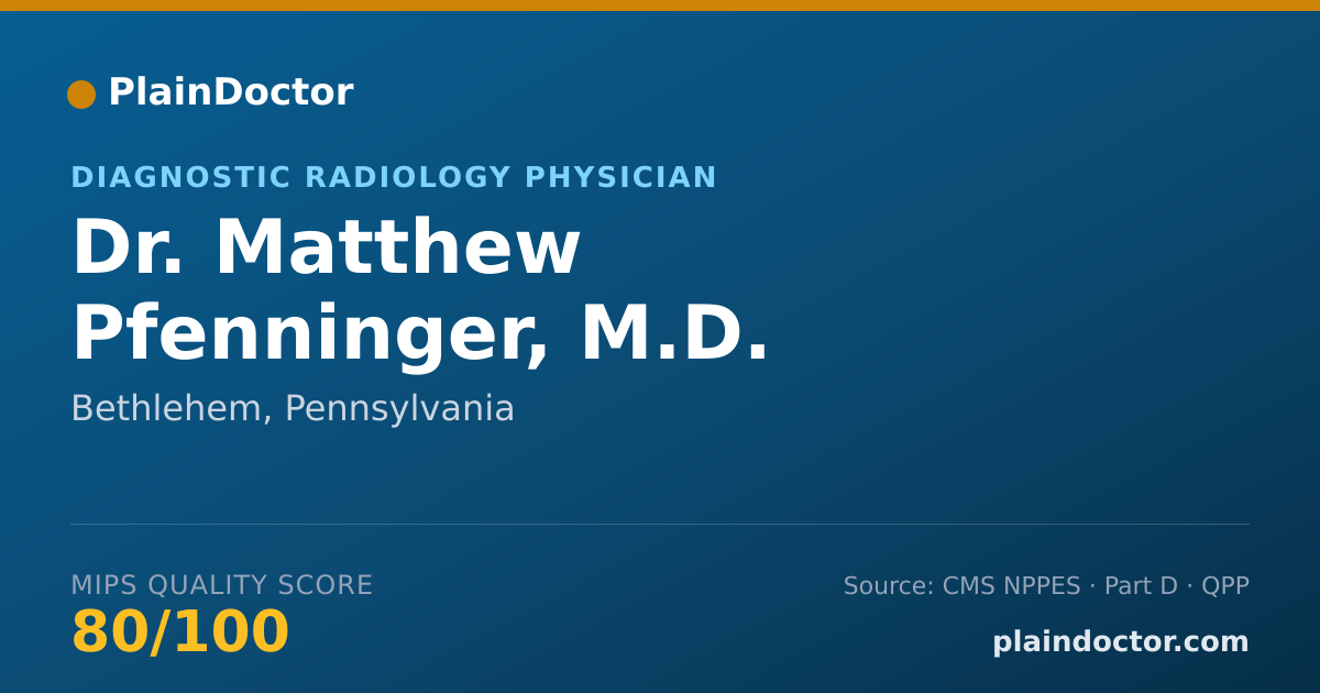 Shareable card for Matthew Pfenninger, M.D. - Diagnostic Radiology Physician, Bethlehem, PA