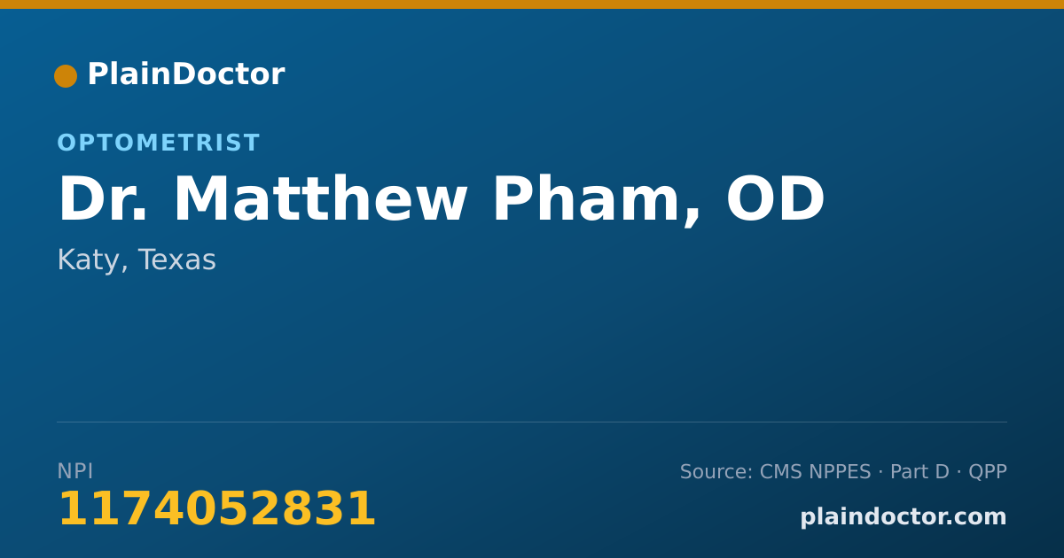 Shareable card for Matthew Pham, OD - Optometrist, Katy, TX