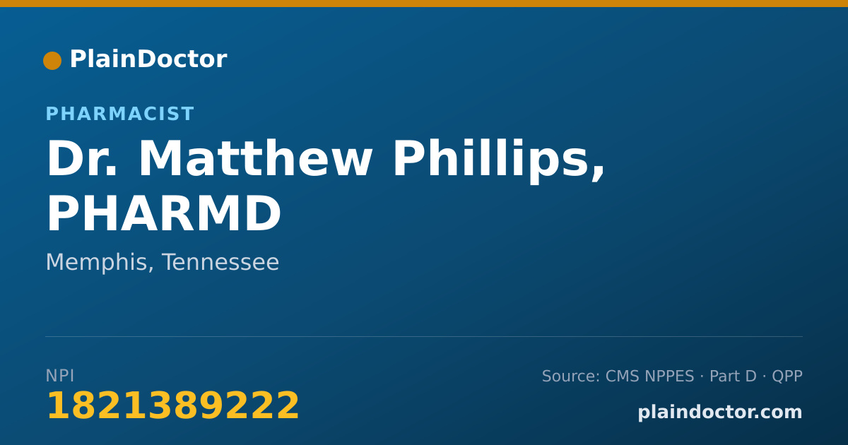 Shareable card for Matthew Phillips, PHARMD - Pharmacist, Memphis, TN