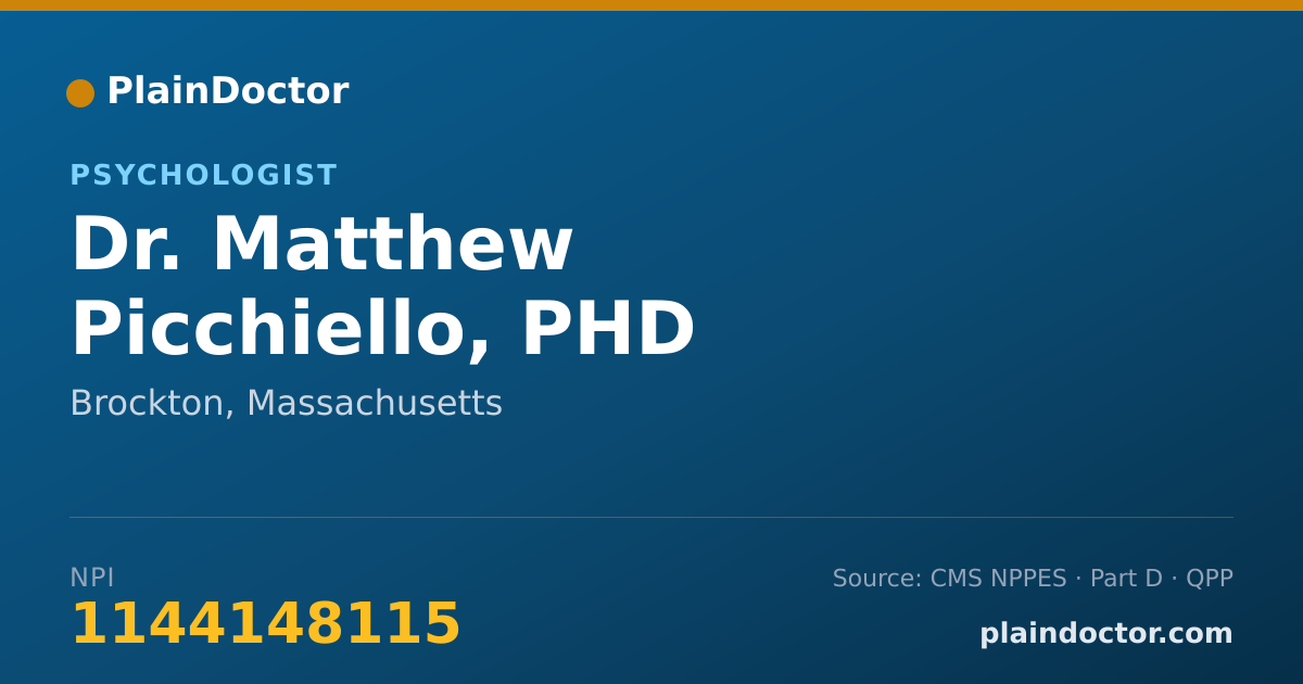 Shareable card for Matthew Picchiello, PHD - Psychologist, Brockton, MA