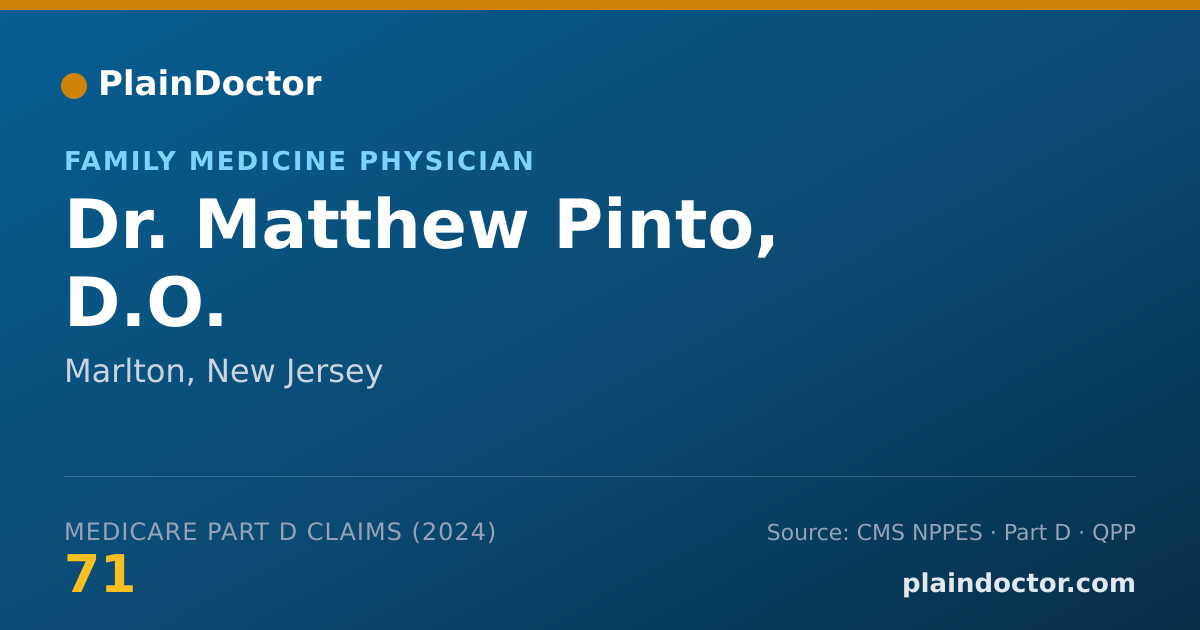 Shareable card for Matthew Pinto, D.O. - Family Medicine Physician, Marlton, NJ