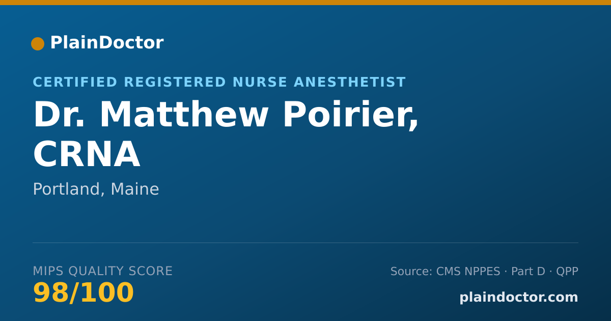 Shareable card for Matthew Poirier, CRNA - Certified Registered Nurse Anesthetist, Portland, ME