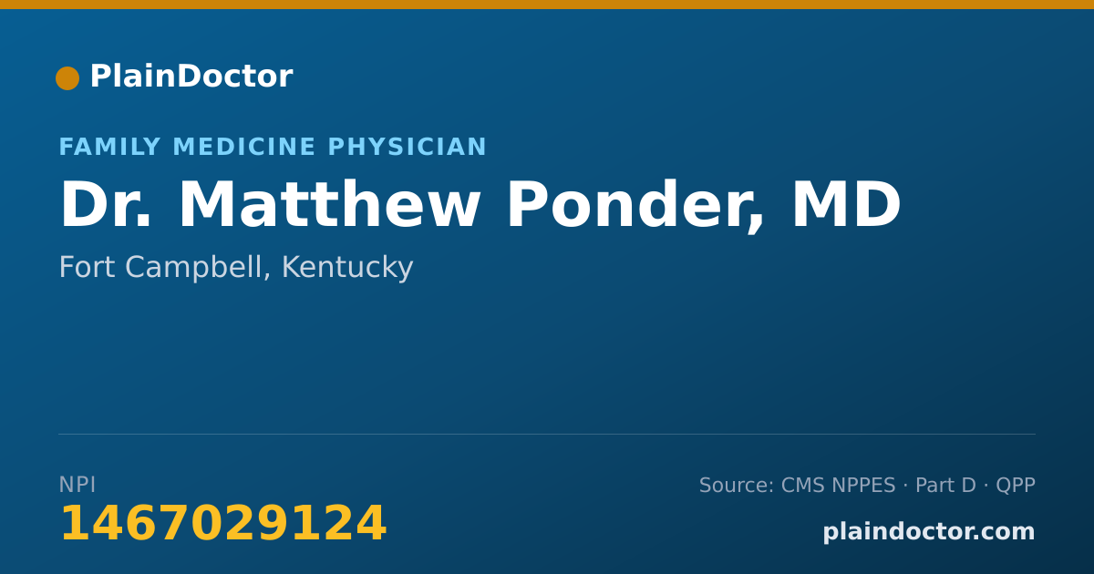 Shareable card for Matthew Ponder, MD - Family Medicine Physician, Fort Campbell, KY