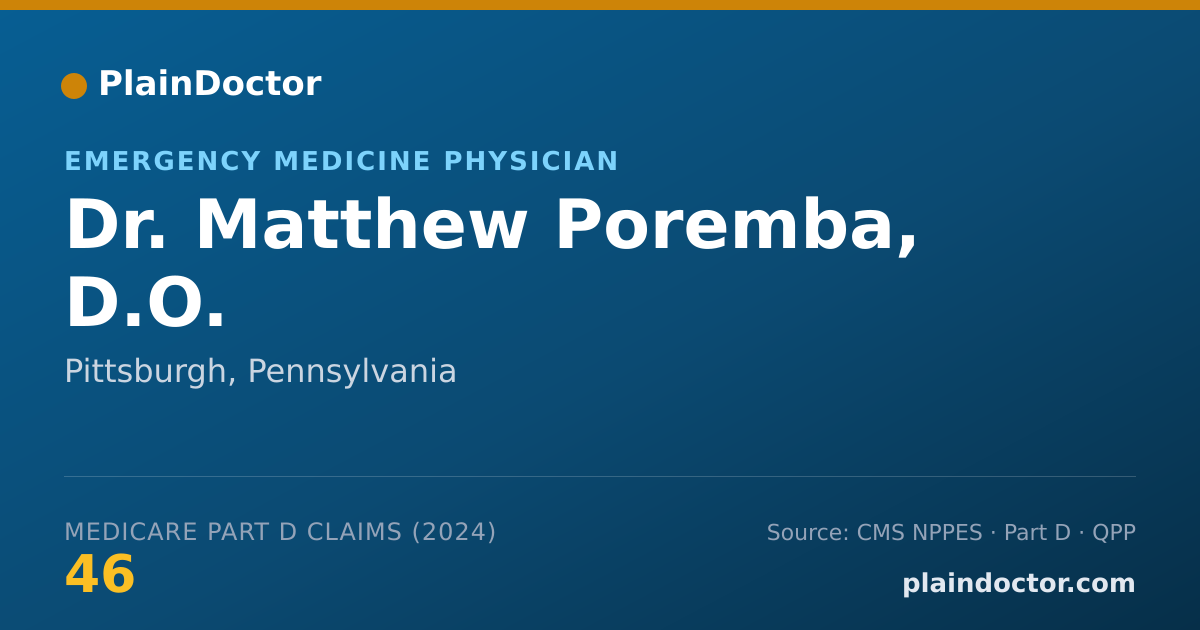 Shareable card for Matthew Poremba, D.O. - Emergency Medicine Physician, Pittsburgh, PA
