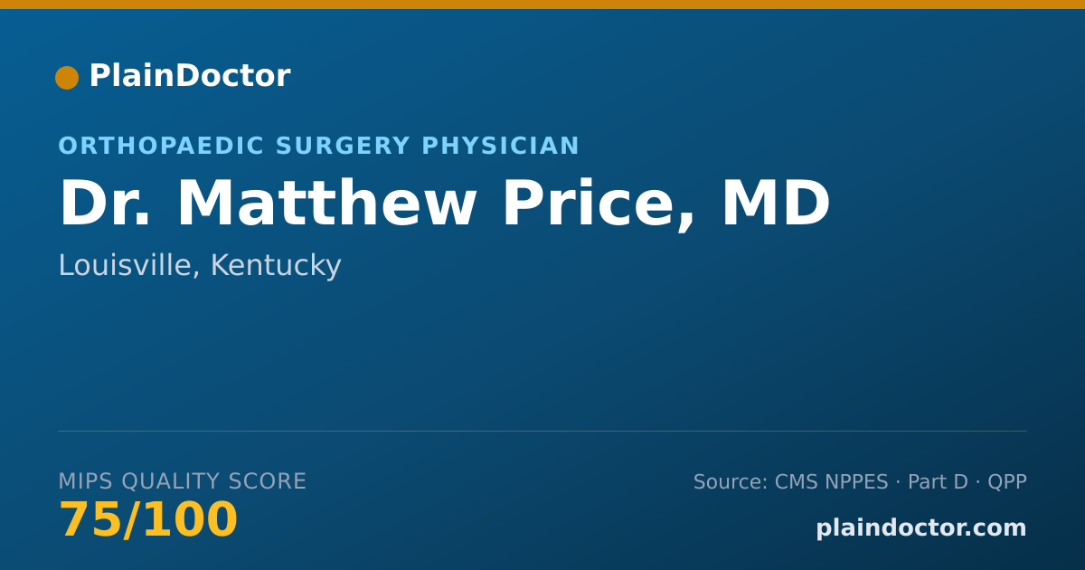 Shareable card for Matthew Price, MD - Orthopaedic Surgery Physician, Louisville, KY