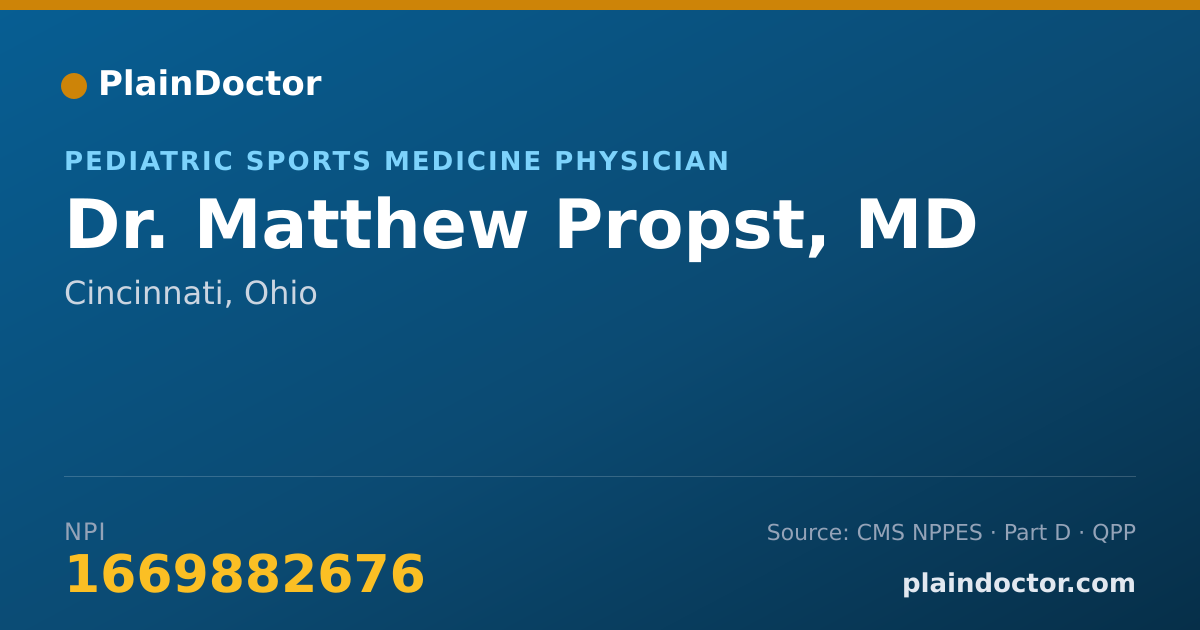 Shareable card for Matthew Propst, MD - Pediatric Sports Medicine Physician, Cincinnati, OH