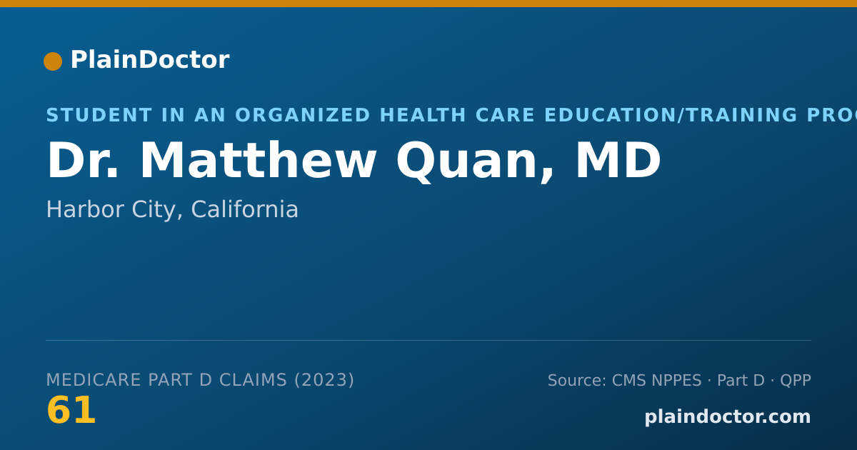Shareable card for Matthew Quan, MD - Student in an Organized Health Care Education/Training Program, Harbor City, CA