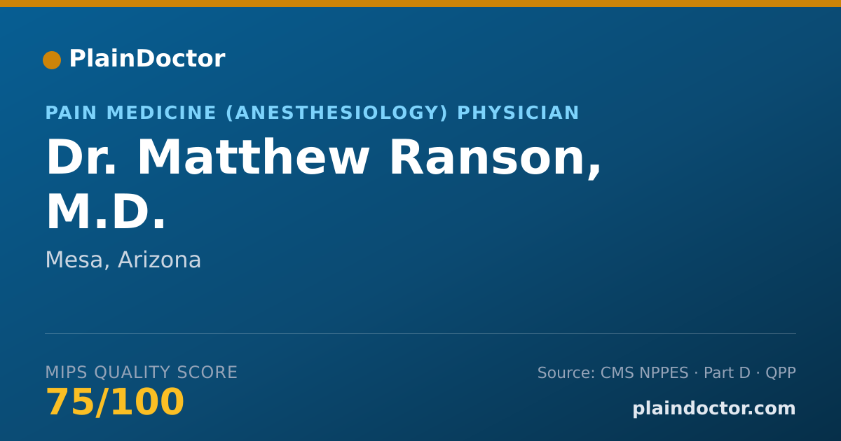 Shareable card for Matthew Ranson, M.D. - Pain Medicine (Anesthesiology) Physician, Mesa, AZ