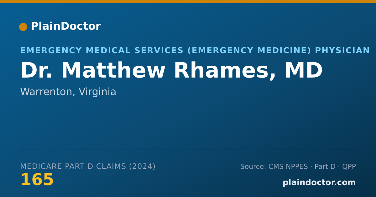Shareable card for Matthew Rhames, MD - Emergency Medical Services (Emergency Medicine) Physician, Warrenton, VA