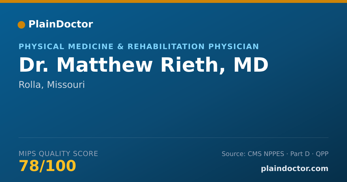 Shareable card for Matthew Rieth, MD - Physical Medicine & Rehabilitation Physician, Rolla, MO