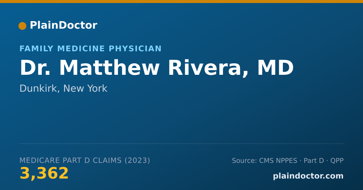 Shareable card for Matthew Rivera, MD - Family Medicine Physician, Dunkirk, NY