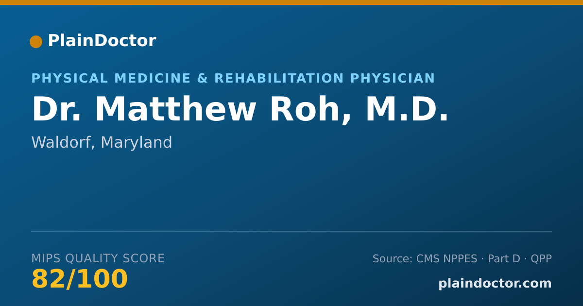 Shareable card for Matthew Roh, M.D. - Physical Medicine & Rehabilitation Physician, Waldorf, MD