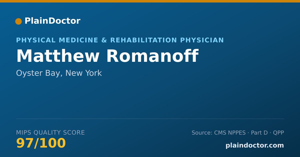 Shareable card for Matthew Romanoff - Physical Medicine & Rehabilitation Physician, Oyster Bay, NY