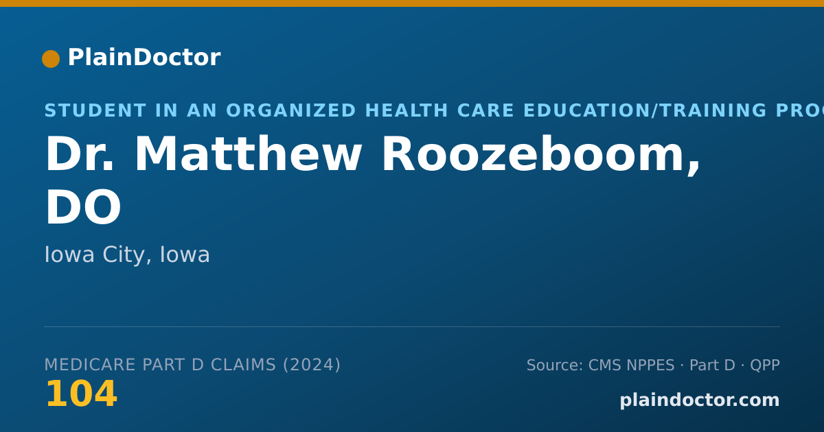 Shareable card for Matthew Roozeboom, DO - Student in an Organized Health Care Education/Training Program, Iowa City, IA