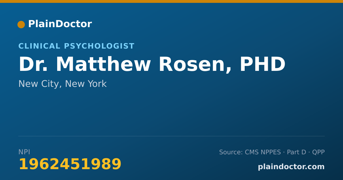 Shareable card for Matthew Rosen, PHD - Clinical Psychologist, New City, NY