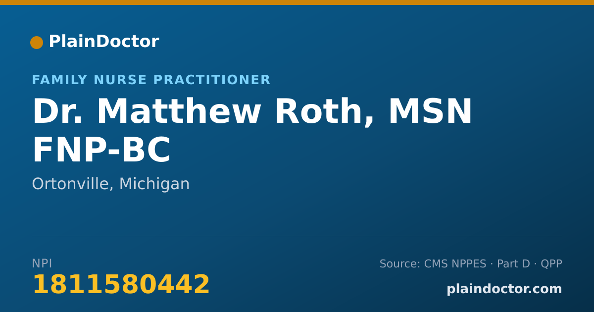 Shareable card for Matthew Roth, MSN FNP-BC - Family Nurse Practitioner, Ortonville, MI