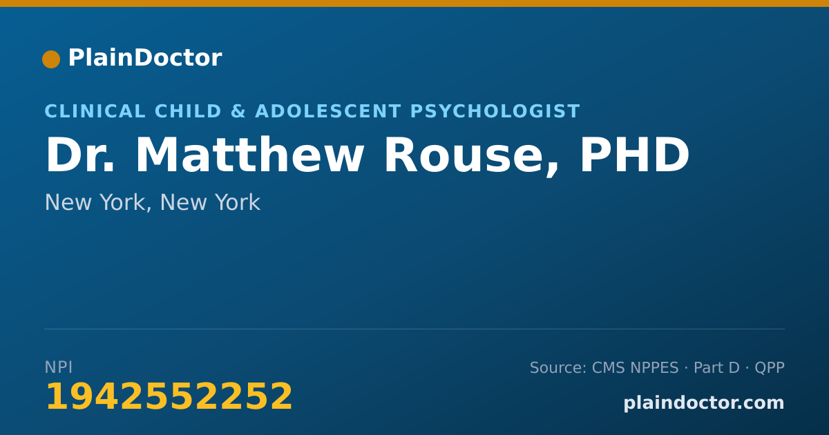 Shareable card for Matthew Rouse, PHD - Clinical Child & Adolescent Psychologist, New York, NY