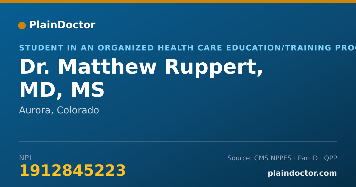 Shareable card for Matthew Ruppert, MD, MS - Student in an Organized Health Care Education/Training Program, Aurora, CO