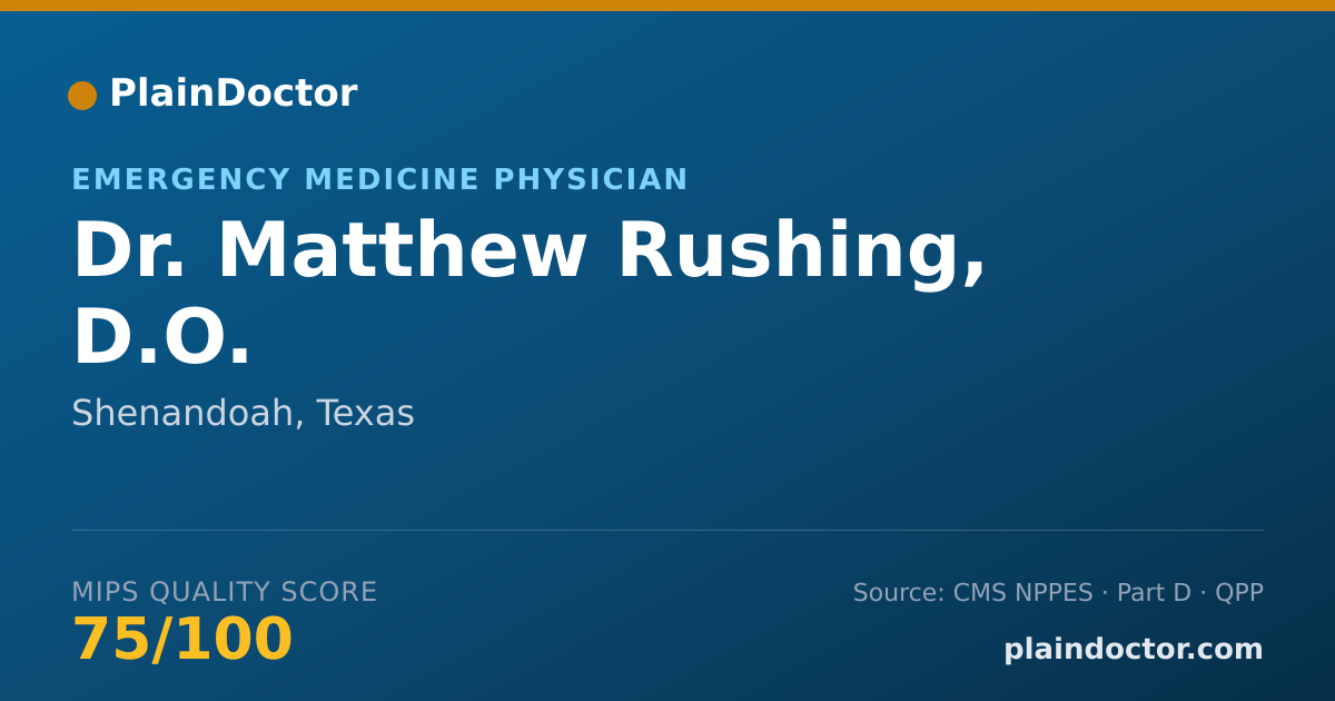 Shareable card for Matthew Rushing, D.O. - Emergency Medicine Physician, Shenandoah, TX
