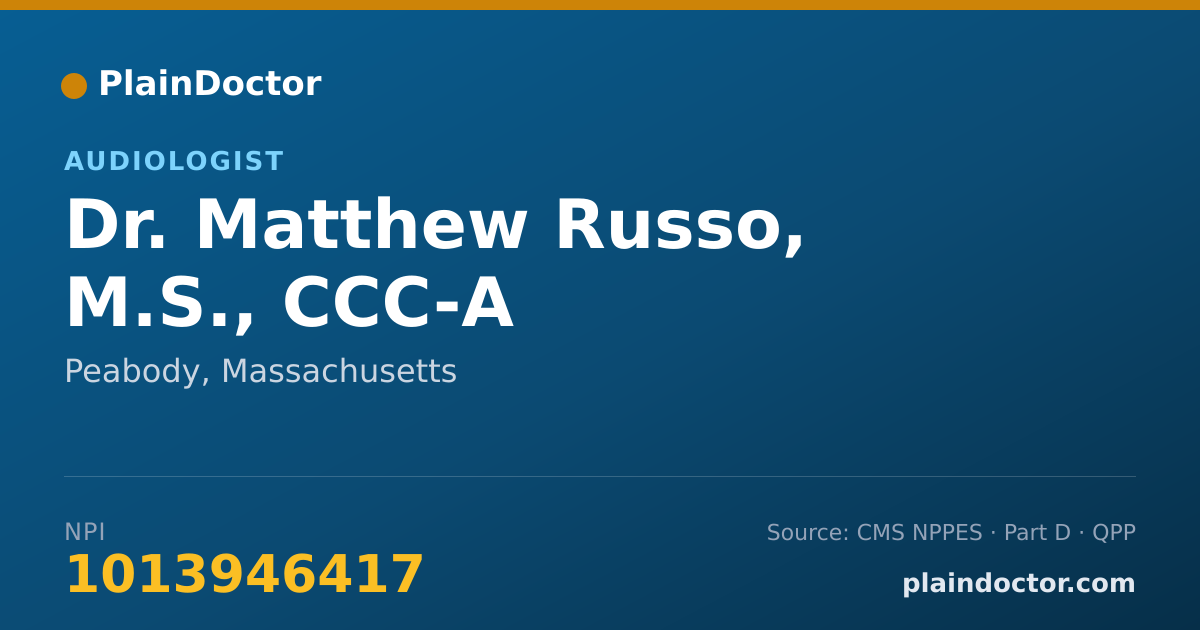 Shareable card for Matthew Russo, M.S., CCC-A - Audiologist, Peabody, MA