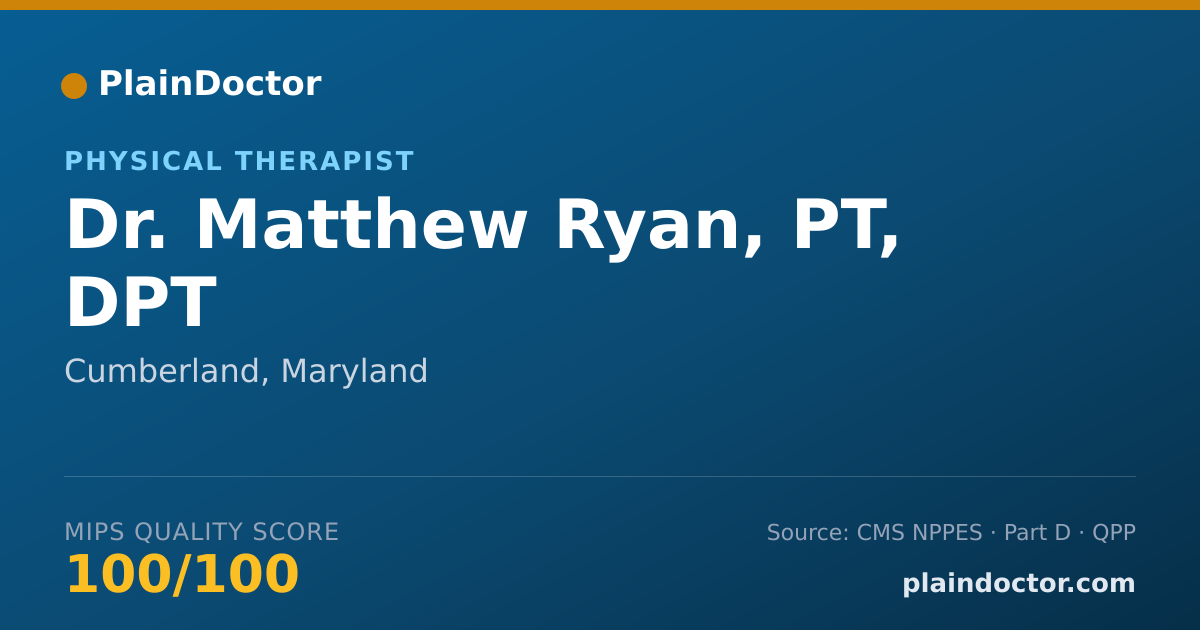 Shareable card for Matthew Ryan, PT, DPT - Physical Therapist, Cumberland, MD