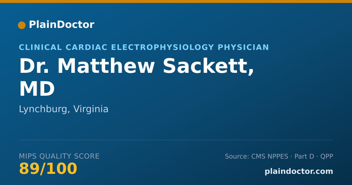 Shareable card for Matthew Sackett, MD - Clinical Cardiac Electrophysiology Physician, Lynchburg, VA