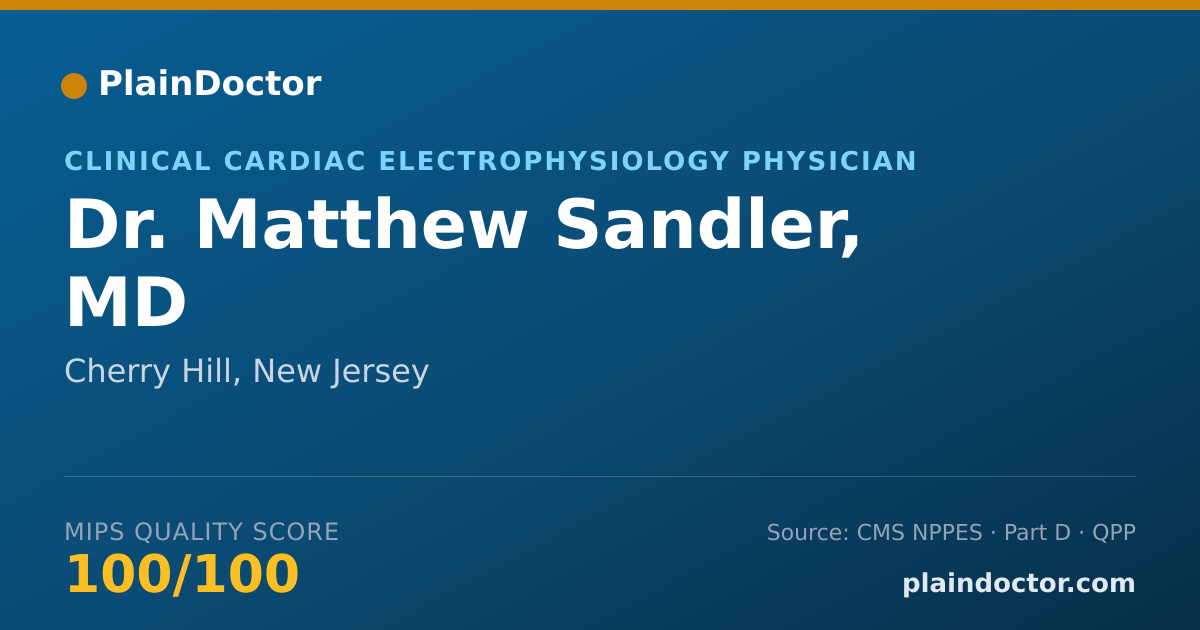 Shareable card for Matthew Sandler, MD - Clinical Cardiac Electrophysiology Physician, Cherry Hill, NJ