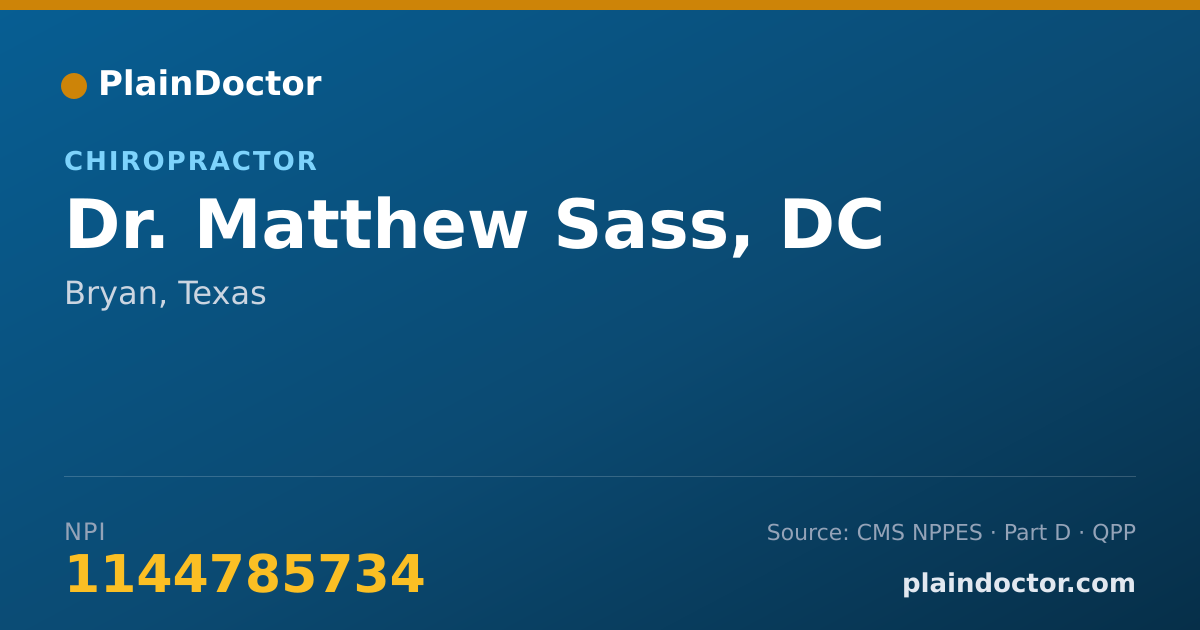 Shareable card for Matthew Sass, DC - Chiropractor, Bryan, TX
