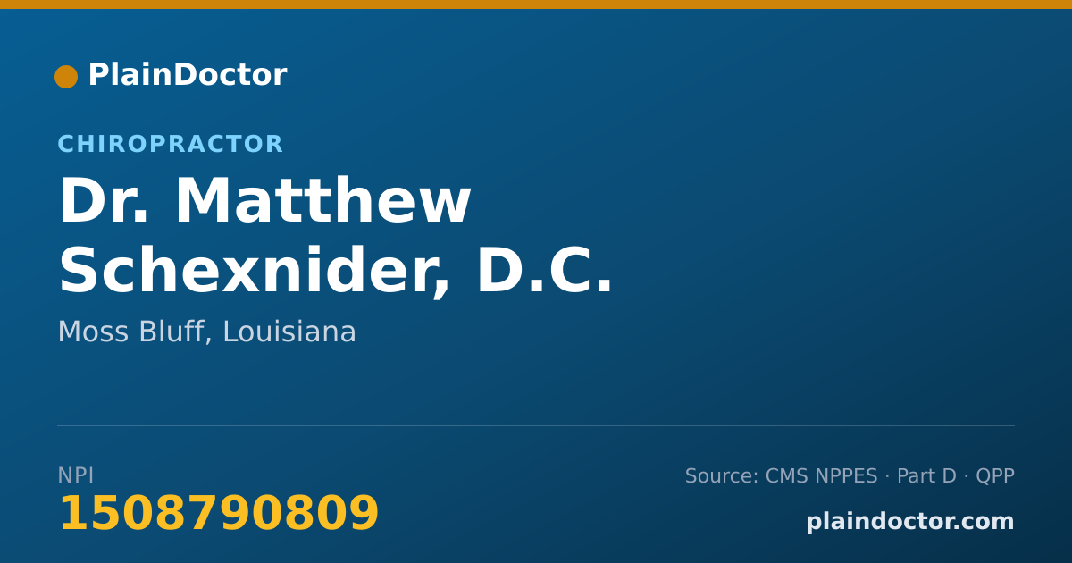 Shareable card for Matthew Schexnider, D.C. - Chiropractor, Moss Bluff, LA