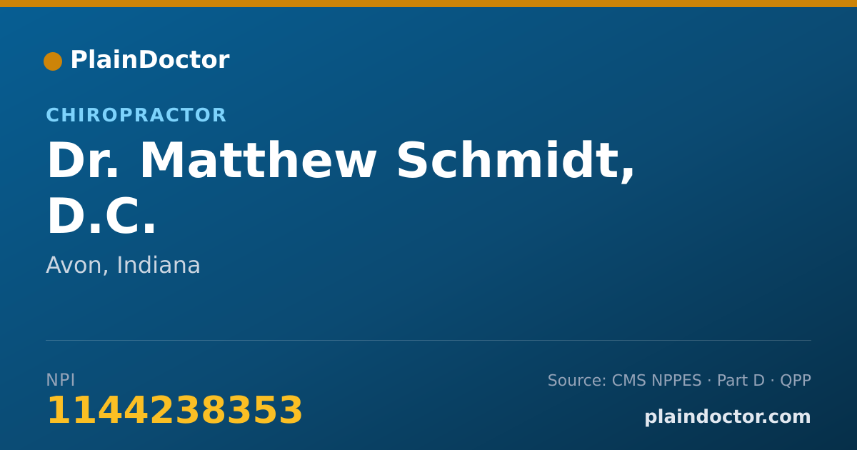 Shareable card for Matthew Schmidt, D.C. - Chiropractor, Avon, IN