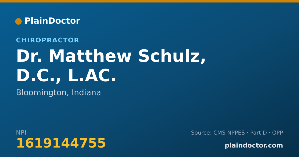 Shareable card for Matthew Schulz, D.C., L.AC. - Chiropractor, Bloomington, IN