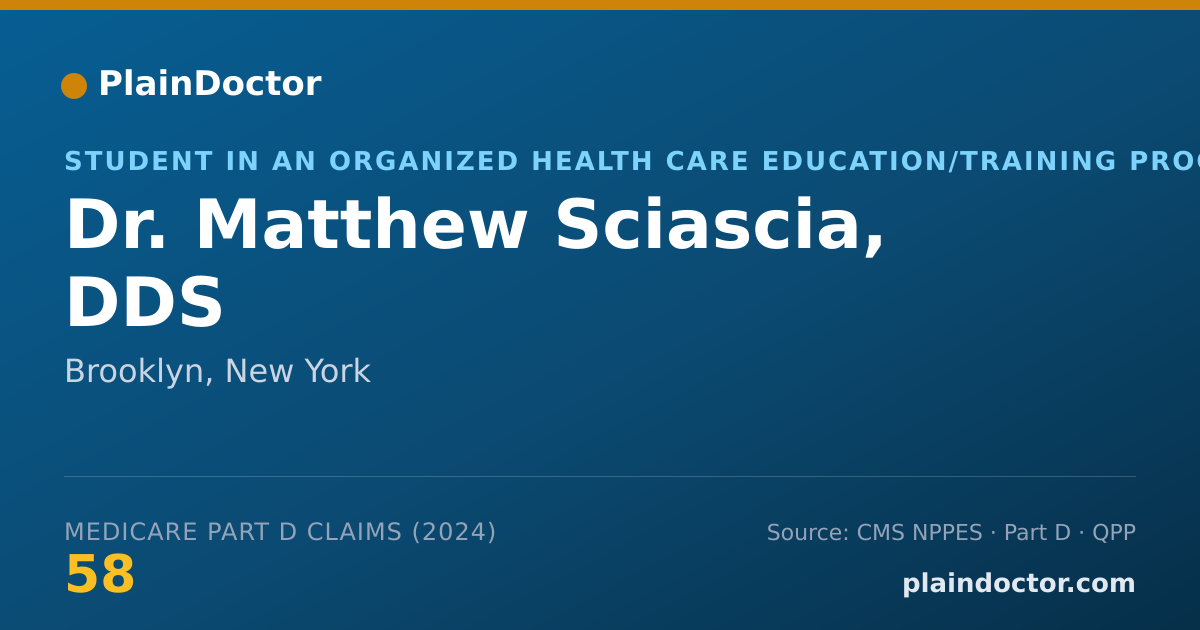 Shareable card for Matthew Sciascia, DDS - Student in an Organized Health Care Education/Training Program, Brooklyn, NY