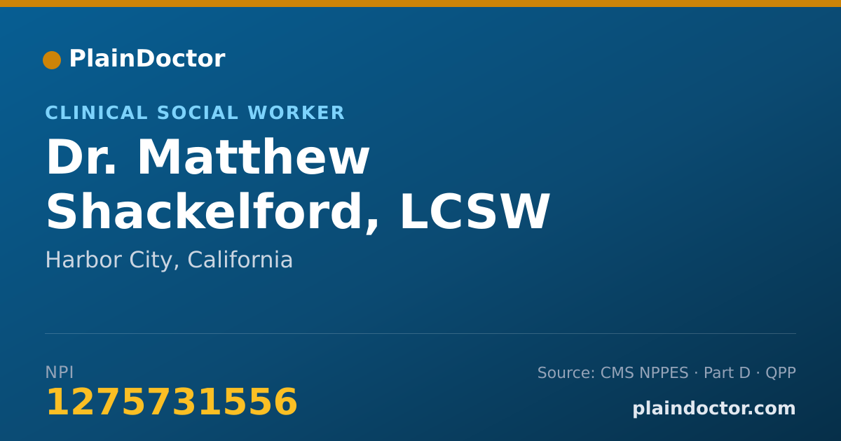 Shareable card for Matthew Shackelford, LCSW - Clinical Social Worker, Harbor City, CA
