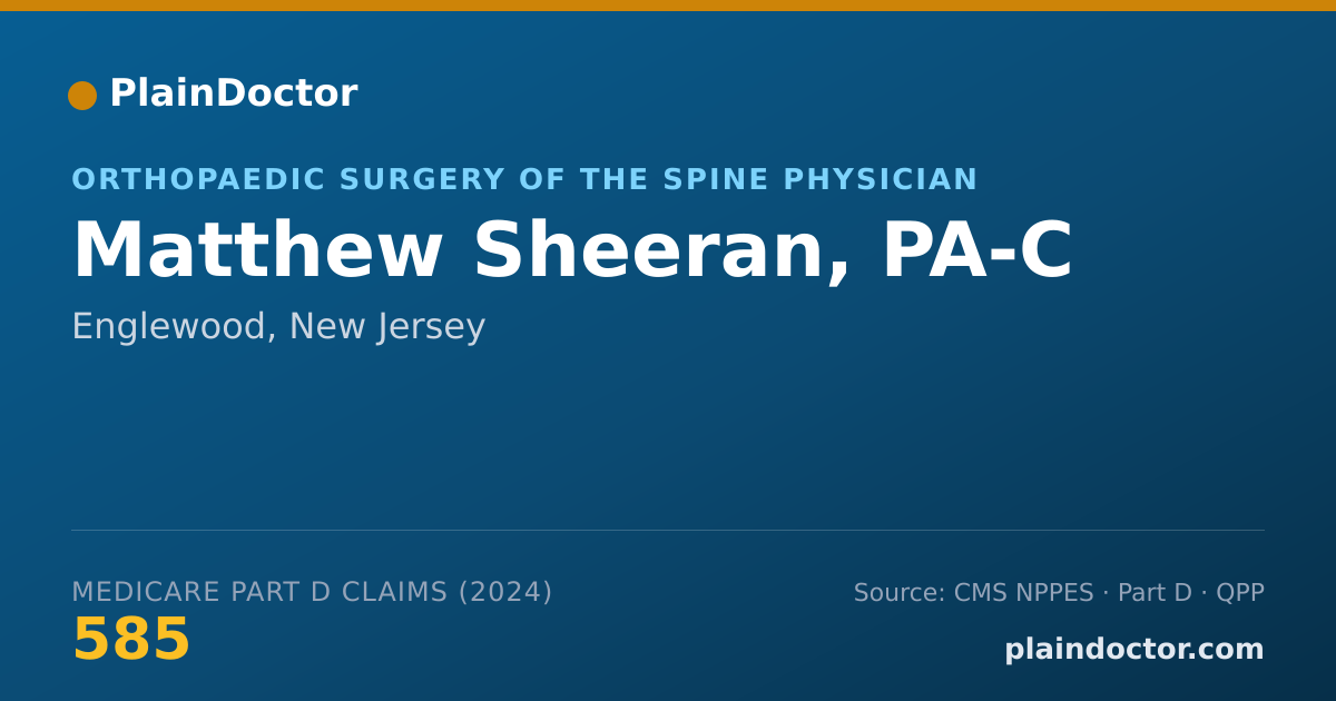 Shareable card for Matthew Sheeran, PA-C - Orthopaedic Surgery of the Spine Physician, Englewood, NJ