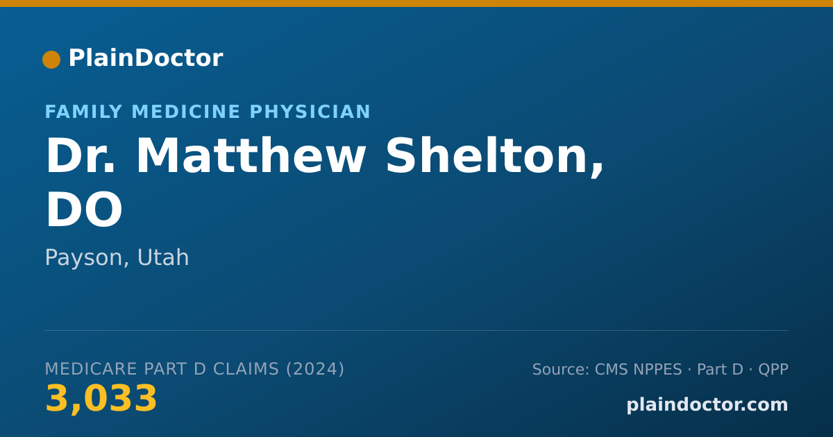 Shareable card for Matthew Shelton, DO - Family Medicine Physician, Payson, UT