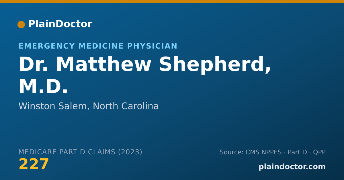Shareable card for Matthew Shepherd, M.D. - Emergency Medicine Physician, Winston Salem, NC