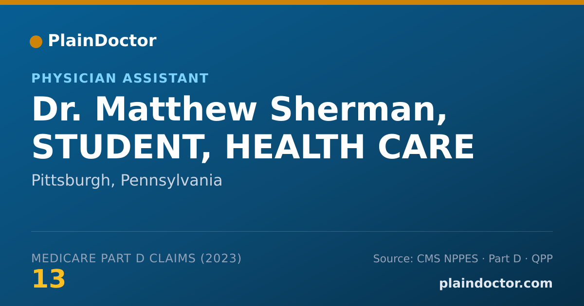 Shareable card for Matthew Sherman, STUDENT, HEALTH CARE - Physician Assistant, Pittsburgh, PA